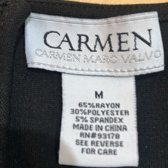 Carmen Marc Valvo Peplum Long sleeve 
Black top Women M - Picture 4 of 4